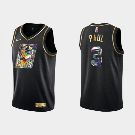 Män Phoenix Suns Tröja Chris Paul 3 Nike 2021-22 Svart Golden Edition 75th Anniversary Diamond Swingman 